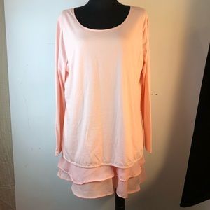 Reborn Layered Tunic Shirt Pink Plus Size 3 XL